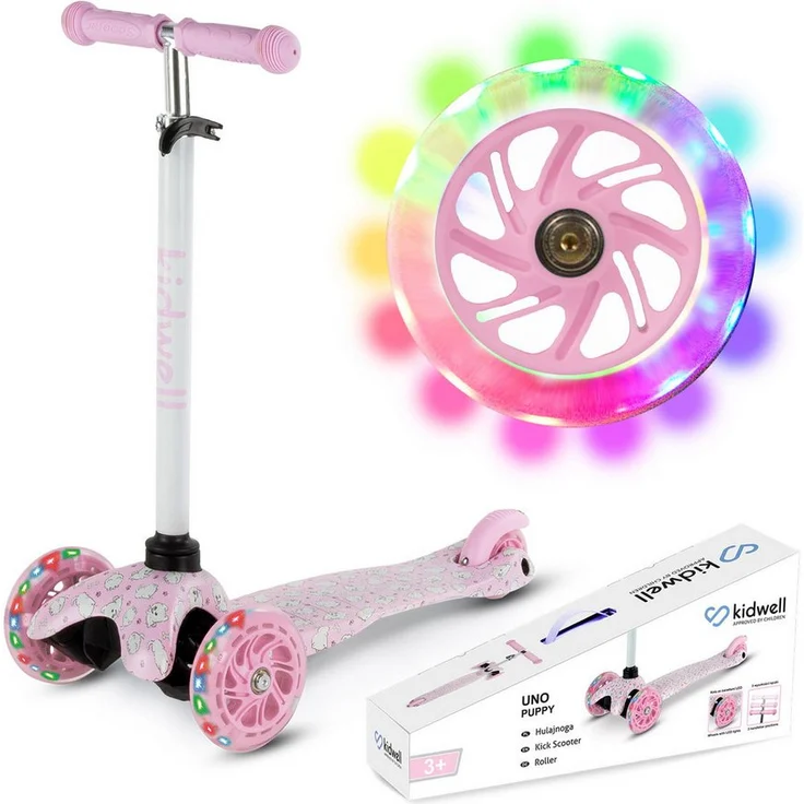 COIL UNO Dreiradscooter Kinderroller, Balance-Roller mit ABEC-7-Lagern, 3-stufiger Lenkradverstellung und LED-Rädern, geeignet für Kinder 90-115 cm