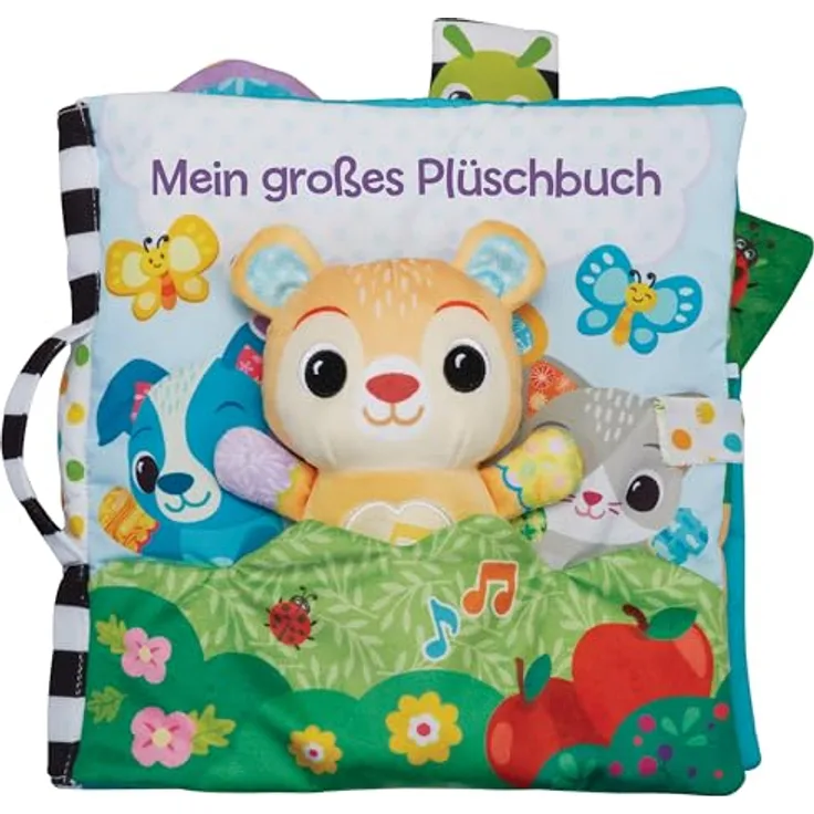VTech Baby Mein großes Plüschbuch – Fühlbuch/Soundbuch mit Musik und Geräuschen – Motorik- und Sensorik-Spielzeug, Pink