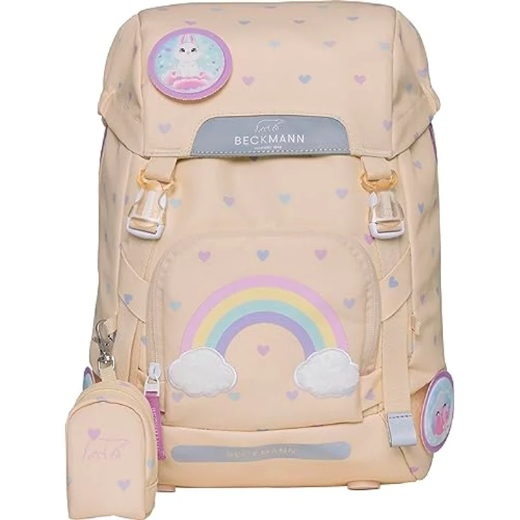 Beckmann Schulranzen Classic 6tlg., blauer Schulrucksack mit Sportrucksack, Federmäppchen, Schlamperrolle und Buttons, ergonomisch und klimaneutral – Bild 2