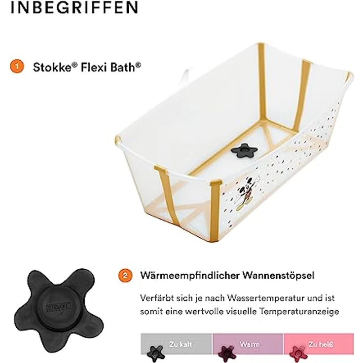 Stokke Flexi Bath, Mickey Celebration - Faltbare Babybadewanne - Leichte Konstruktion, robust & einfach zu verstauen - Bequem für zuhause oder auf Reisen - Ideal für Neugeborene und Babys – Bild 3