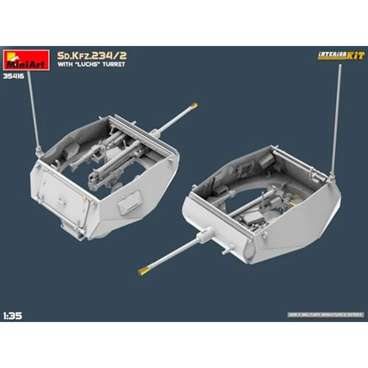 Other 1:35 Sd.Kfz.234/2 mit Luchs Turm, Modellfahrzeug mit detailliertem Interieur und Photoätzteilen, zwei Varianten darstellbar – Bild 19