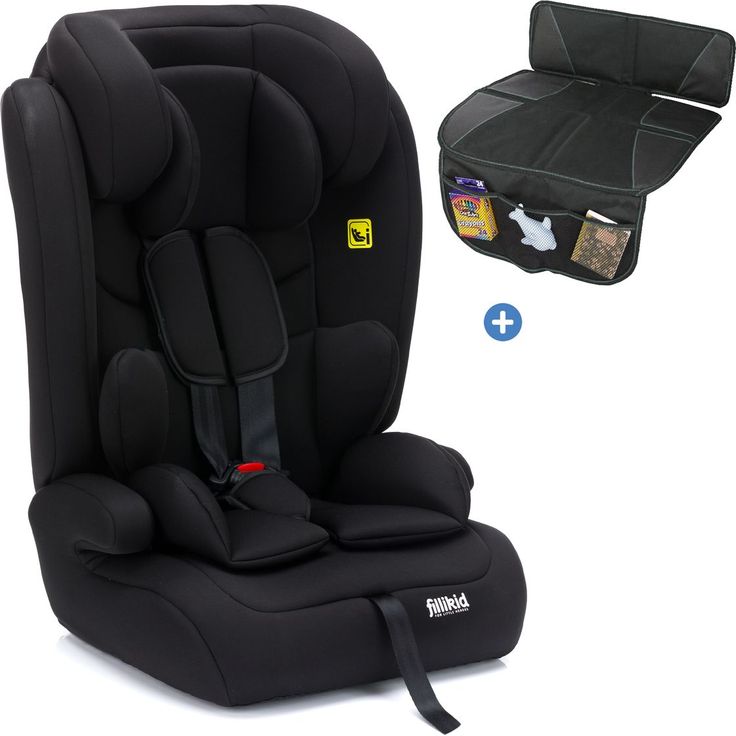 Fillikid Kindersitz Oli i-Size, mitwachsend für Kinder 9 Monate bis 12 Jahre (76 cm - 150 cm), inkl. Polsterschutz und praktischen Taschen, schwarz