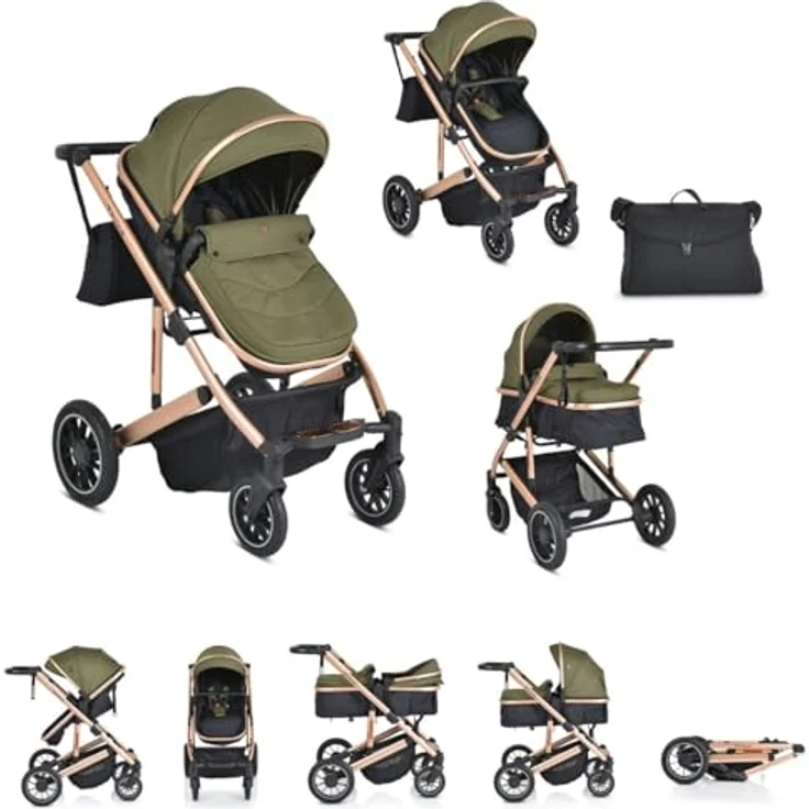 Moni Kombikinderwagen 2 in 1 Thira, wandelbar, verstellbare Rückenlehne, Aluminiumrahmen, grau – Bild 2