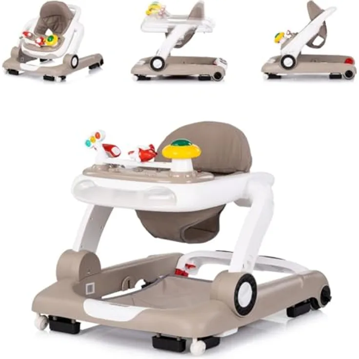 Chipolino Lauflernhilfe Little Explorer 4 in 1, Lauflernwagen mit Musikfunktion, höhenverstellbar, beige