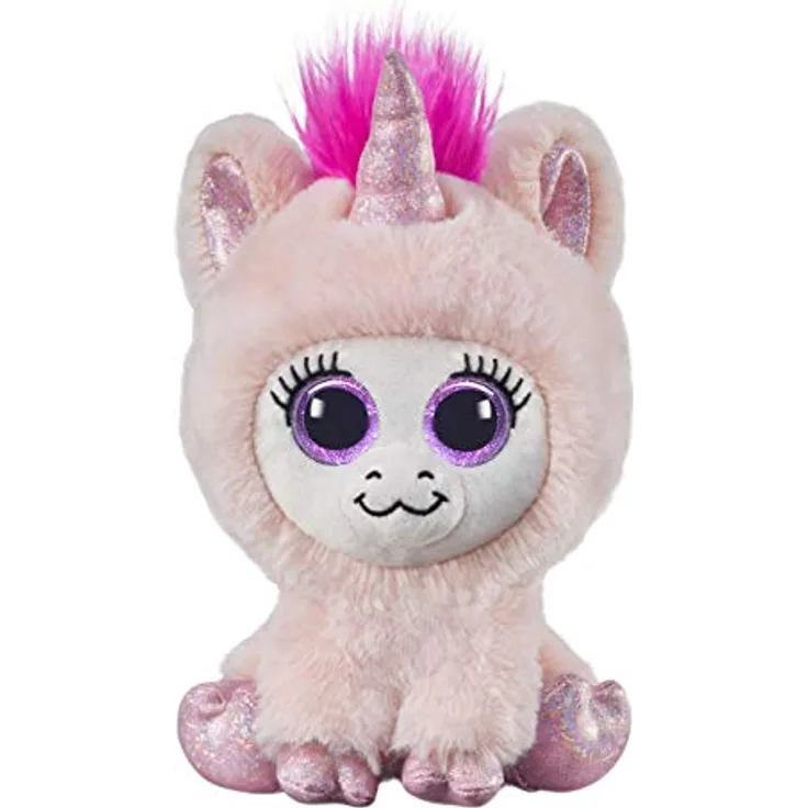 Bauer Spielwaren 14281 Blickfänger Glitter Design Einhorn Plüschtier aus superweichem Plüsch mit Glitzeraugen, rosa