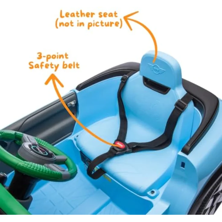 Vrooomy MINI Aceman 12V Elektroauto für Kinder mit Fernbedienung, Sicherheitsgurten und Bluetooth, Blau, 1 bis 5 Jahre – Bild 3