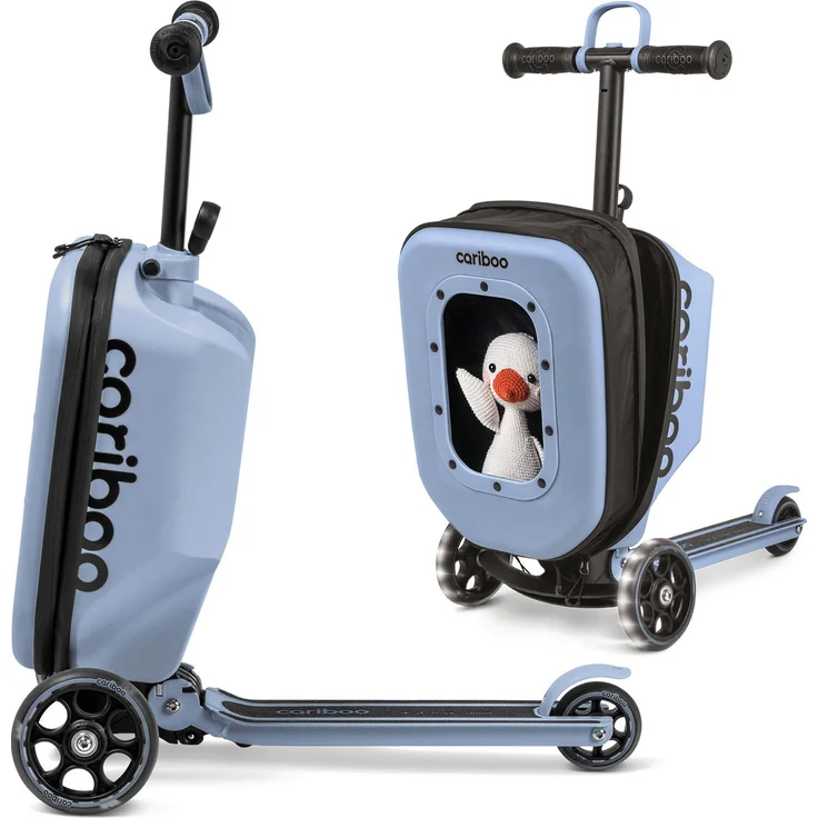 CARIBOO Dreirad-Roller mit Koffer iTravel, 2in1 Handgepäck-Scooter, navy, bis 50 kg Traglast, erweiterbar bis 21 Liter