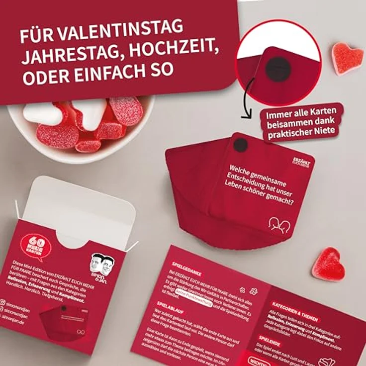 Carletto Deutschland Erzählt euch mehr Paare - Mini, Kartenset für ehrliche Gespräche, 60 Fragen im Hosentaschenformat – Bild 5