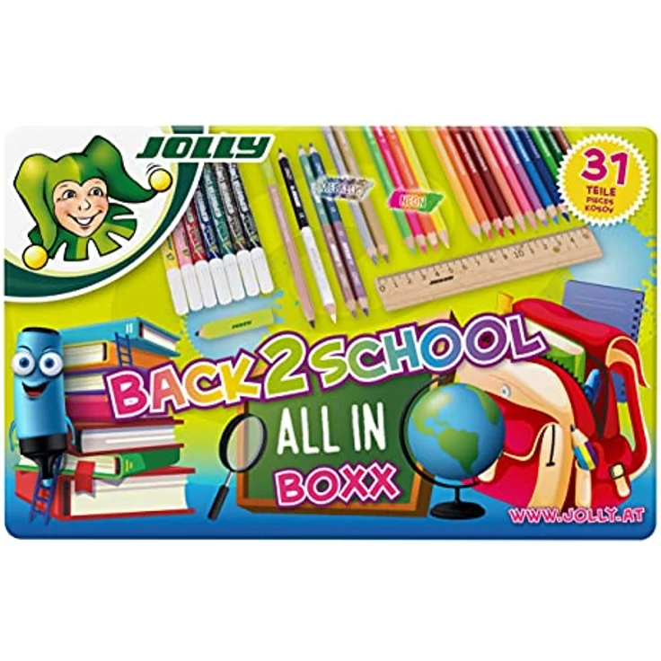 JOLLY Back to School Box | Schulstarterset mit 31 Teilen | inkl. Buntstifte, Fasermaler, Graphitstifte, Lineal & Radiergummi – Bild 3