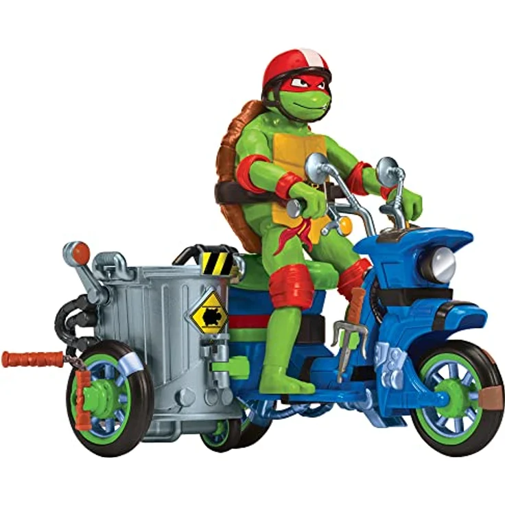 Merkloos TMNT Mutant Mayhem Ninja Battle Motor, Spielzeug-Sammelfigur mit Turtle Cycle und transformierbarem Seitenwagen, inklusive spezieller Waffen – Bild 1