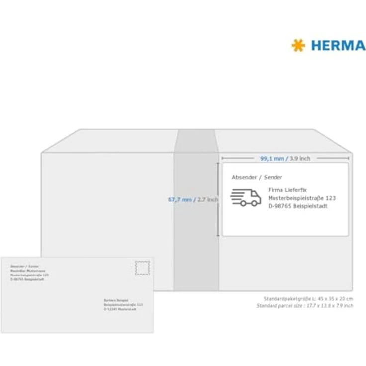 HERMA 10793 Wetterfeste Etiketten imprägniert, 640 Stück, 99,1 x 67,7 mm, selbstklebend, bedruckbar, für Outdoor, weiß – Bild 3