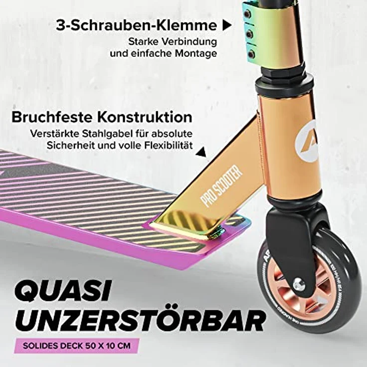 Apollo Stuntscooter Genius Pro, Stunt Scooter Kinder Freestyle Kickscooter in trendigen Farben – Bild 4