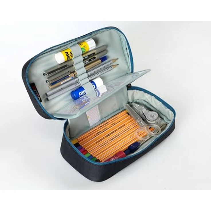 NITRO Federmäppchen Pencil Case XL, haze, bestickt - Schulutensilien-Organizer mit Stundenplanfach und verstecktem Spickerfach – Bild 6