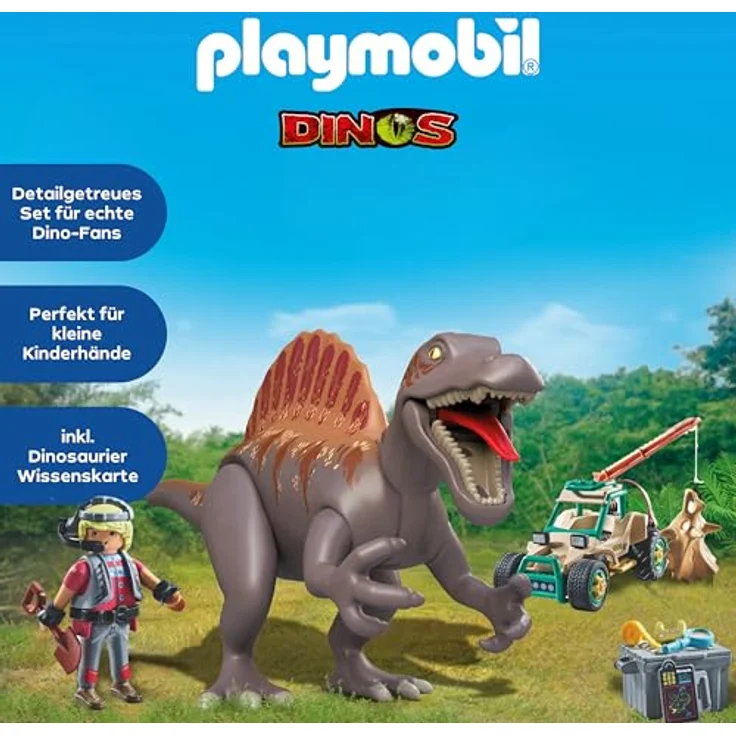 PLAYMOBIL 71820 Spinosaurus Angriff auf Dino, Ausgrabungsspielset mit Fahrzeug und Dino-Charakter – Bild 3