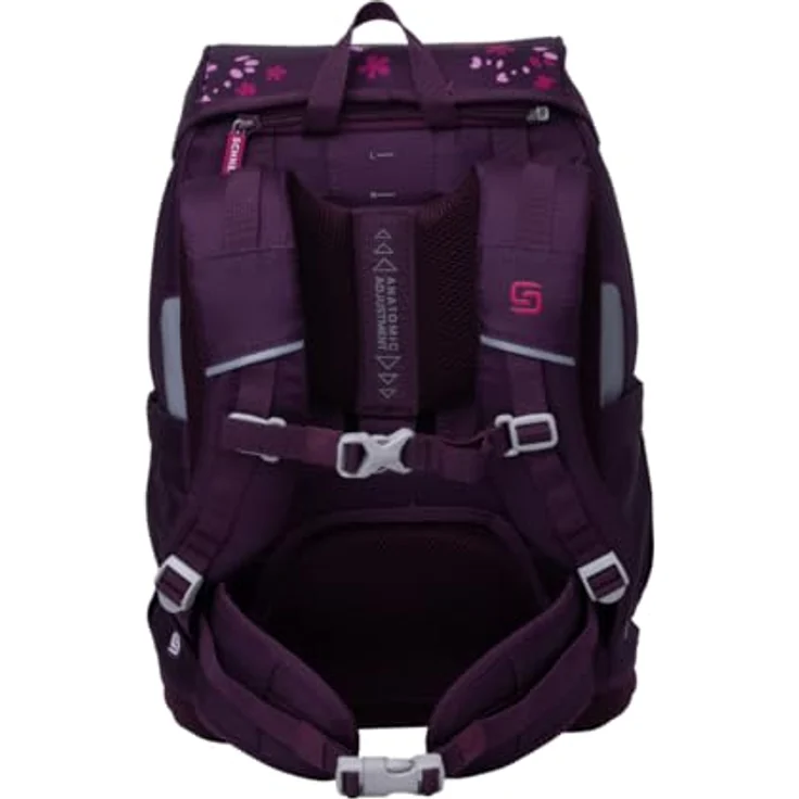 Schneiders Vienna Ergoplus Berry Blossom, 7-tlg. Schulranzen mit ergonomischem Design, 21 Liter Volumen, wasserabweisend und recyceltem Material – Bild 4