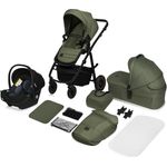 Lionelo AMBER PLUS 3-in-1 Kinderwagen, XL-Babywanne, Kindersitz bis 13 kg, verstellbare Rückenlehne, 360° Geländeräder, XXL-Verdeck