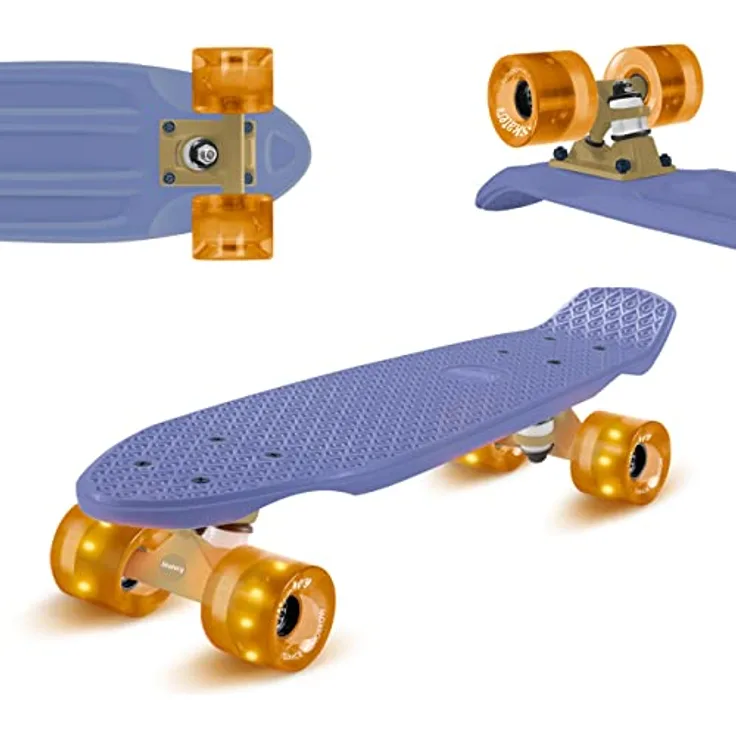 Fun Pro Skateboard Kinder ab 8 Jahre,für Jungen, Mädchen, Jugendliche & Erwachsene Anfänger, LED-Räder Penny Board, Wechselradset All-in-One Skate T-Tool, Kinder Skateboard ab 3 4 5 6 7 10 Jahre 55 cm
