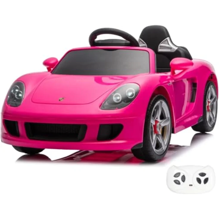 Porsche Carrera GT Elektro-Kinderauto, 12V, Vollausstattung mit Fernbedienung, Ledersitz, Bluetooth & EVA-Reifen, offiziell lizenziert, rosa – Bild 1