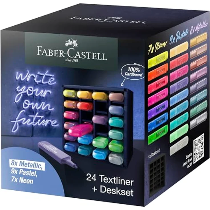 Faber-Castell 254602 - Textmarker Set 24-teilig, Tischset mit allen Neon-, Pastell- und Metallicfarben – Bild 2