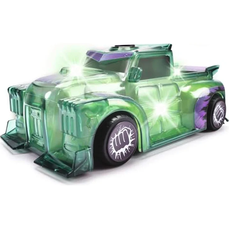 Dickie Toys Marvel Light Hero Hulk, Spielzeug-Auto 1:32 mit Licht- und Soundeffekten, grünes Design mit Friktion und original Hulk-Sounds – Bild 1