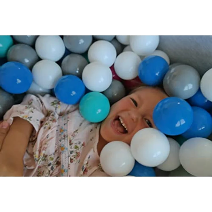 Velinda Bällebad Ballpool Kugelbad Bällchenbad Kinder-Pool mit 200 Bällen/90x90cm (Farbe der Bälle: weiß,grau) – Bild 4