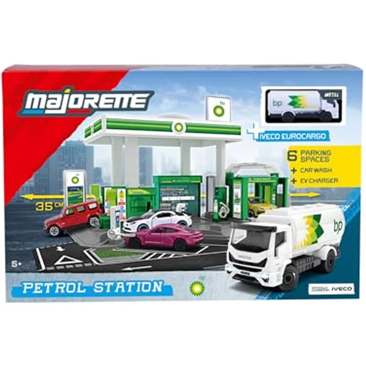 Majorette Petrol Station BP inkl. Iveco Eurocargo Tankwagen, Spielzeug-Tankstelle mit Waschanlage, Shop & Zapfsäulen, Spielset für Kinder ab 5 Jahren, 17x28x10 cm – Bild 4