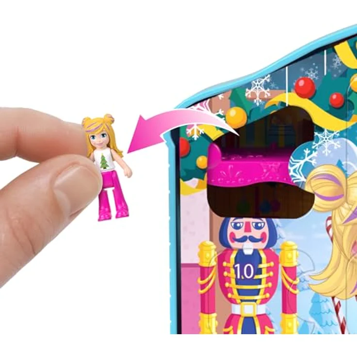 Polly Pocket Adventskalender mit Lebkuchenhaus-Spielset, 24 Überraschungen, Puppenhausmöbel, Spielzeugauto, Weihnachtszubehör, HWP33 - Preisvergleich – Bild 5