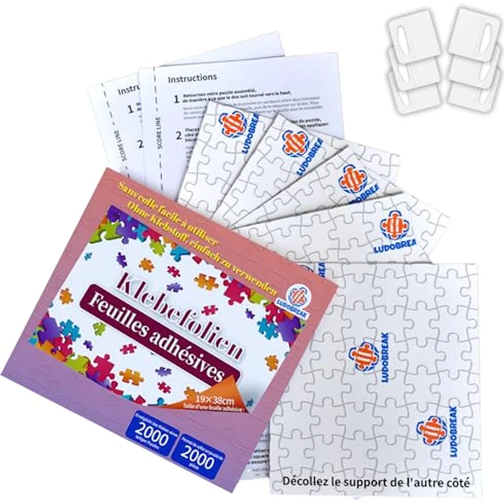 LUDOBREAK Puzzlekleber für 1000 und 2000 Teile, rahmenloses Aufhängen mit Tutorial-Video auf Deutsch, ungiftige Klebefolie für Kinder und Erwachsene – Bild 1