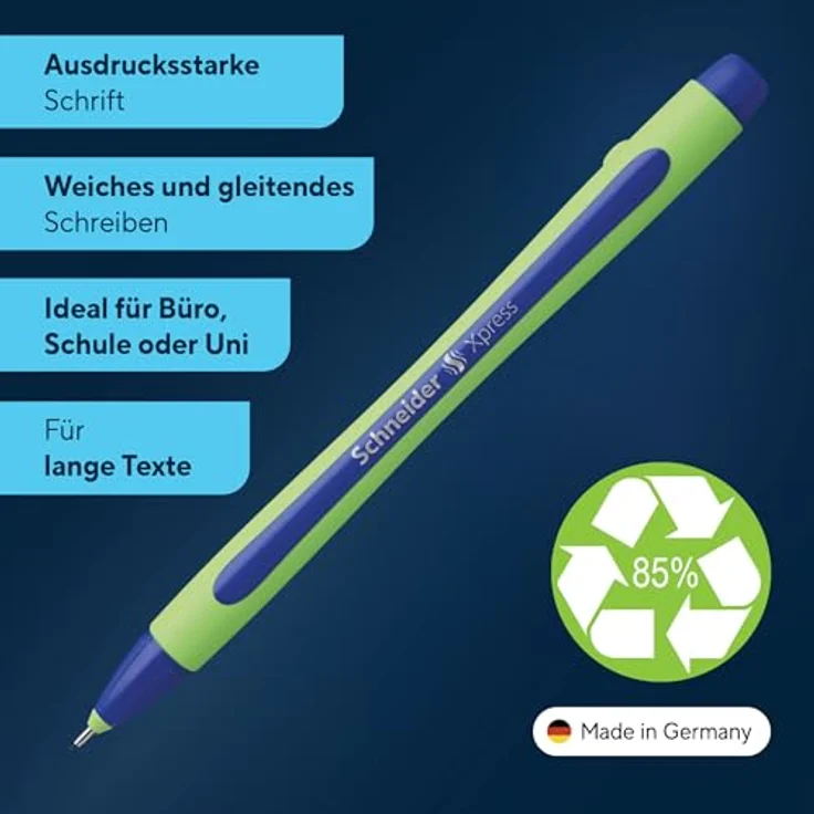 Schneider Xpress Fineliner, farbsortiert, 0,8 mm, 6 St., dokumentenecht, gummierter Schaft, metallverstärkte Spitze – Bild 2