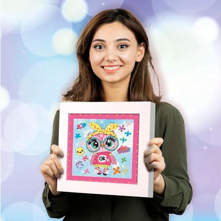 CRAZE DIAMONDZ Starter Set Fashion - Diamond Painting Kinder EULE Schablone, DIY Diamant Malerei Kinder Bastelset, 15x15cm – Bild 5