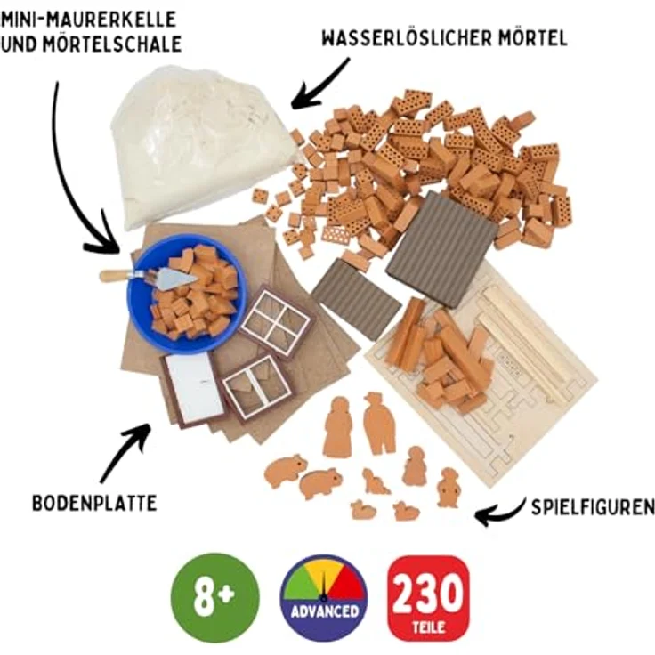 teifoc 4920 Steinbaukasten - Bauernhof, Kreativ-Bauset mit 230 Bauteilen, DIY Bausatz aus natürlichen Materialien, für Kinder ab 8 Jahren – Bild 2