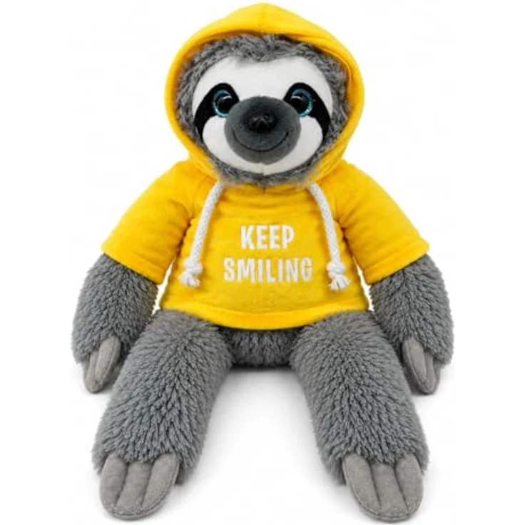 SOMA Faultier Kuscheltier XXL 40 cm grau, Plüschtier mit "Keep Smiling" Pullover in gelb, ideal als Geschenk für Kinder und Erwachsene – Bild 1