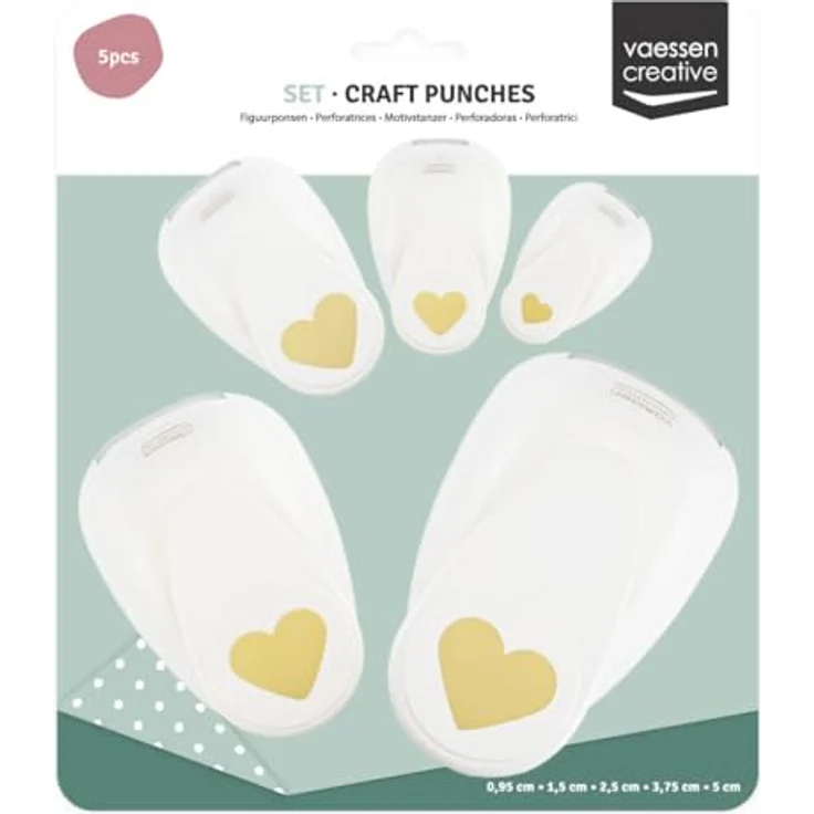 Vaessen Creative Motivstanzer Set, 5 Stanzer Herzen, präzise und vielseitig einsetzbar, für Papier bis 250 g – Bild 5