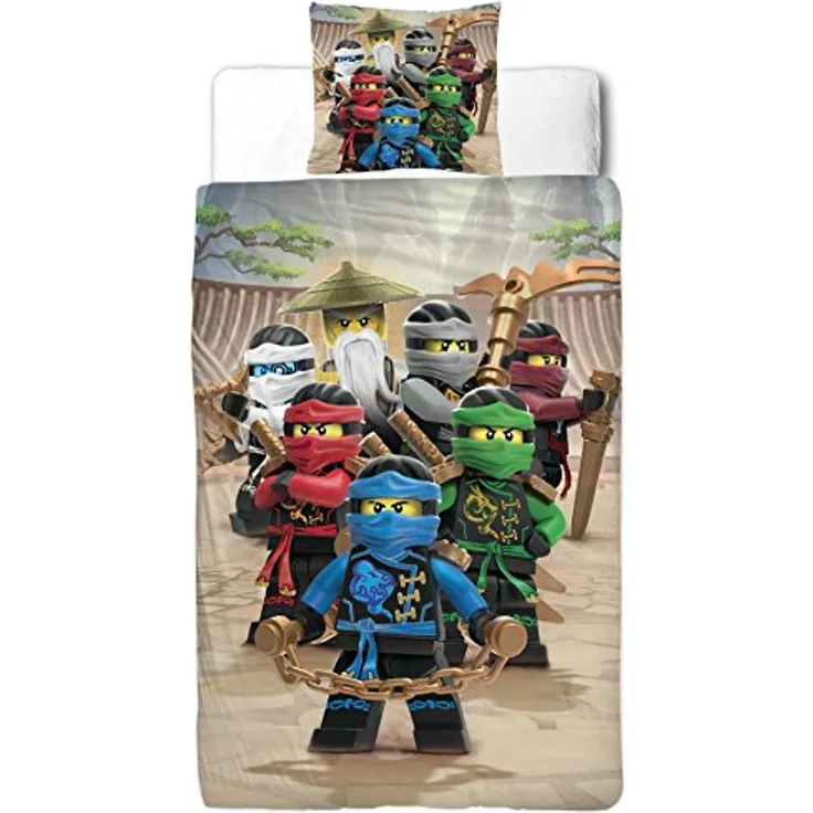 Ninjago Jungen Bettwäsche Set · Lego Motiv BE COOL · Kissenbezug 80x80 + Bettbezug 135x200 cm · 100% Baumwolle in glatter Renforcé Qualität