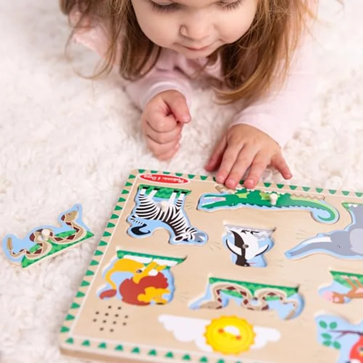 Melissa & Doug Zoo Animals Sound Puzzle, interaktives Puzzle mit 8 Tiergeräuschen und lichtaktivierten Sensoren – Bild 8