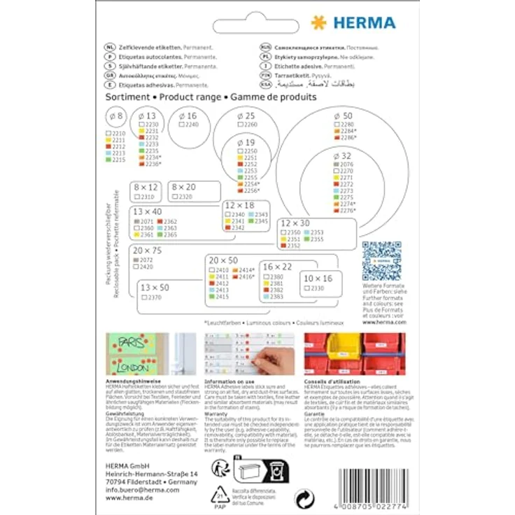 HERMA Folienetiketten 2277, transparent, 240 Stück, 32,0 x 32,0 mm, selbstklebend, wetterfest, beschreibbar – Bild 2