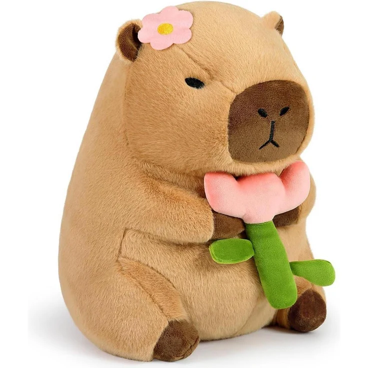 SHOWNICER Plüschtier Capybara Kuscheltier Blume, 30cm, superweiches und sicheres Material, leicht zu reinigen, ideales Geschenk für Kinder