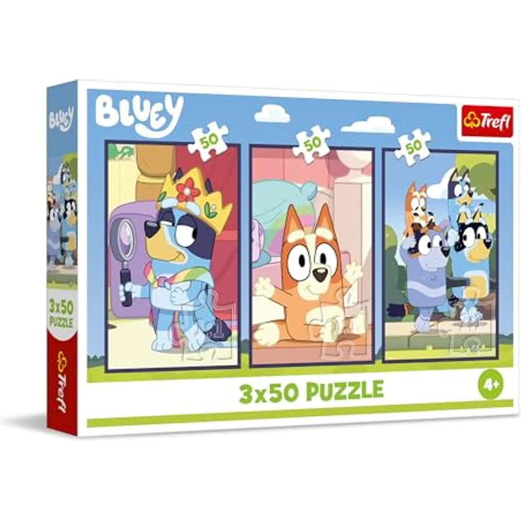 Trefl 3in1 Puzzle: Bluey, Familie Bluey - 3 x 50 Teile, leuchtende Farben, für Kinder ab 4 Jahren – Bild 1