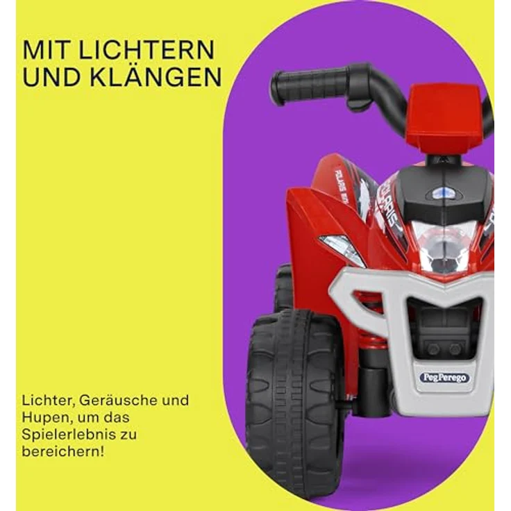 Peg Perego PEG Polaris Mini Quad, elektrisches Kinderfahrzeug für Kinder ab 1 Jahr, 6-V-Akku, 90 Minuten Reichweite, 2,7 km/h, mit Licht- und Soundeffekten – Bild 4
