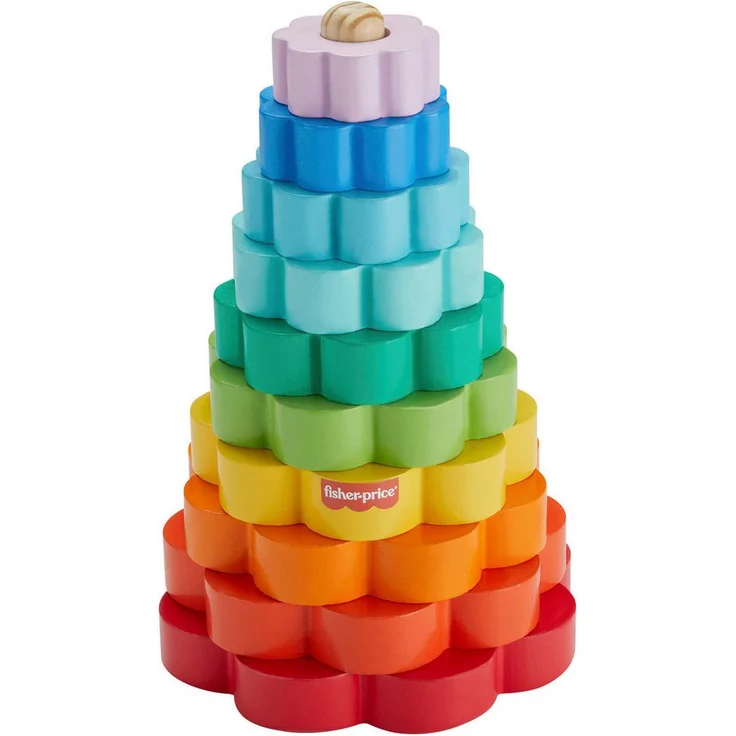Fisher-Price® Ring-Stapelspielzeug aus Holz, FSC-zertifizierte, bunten Ringe, Bogenform – Bild 1