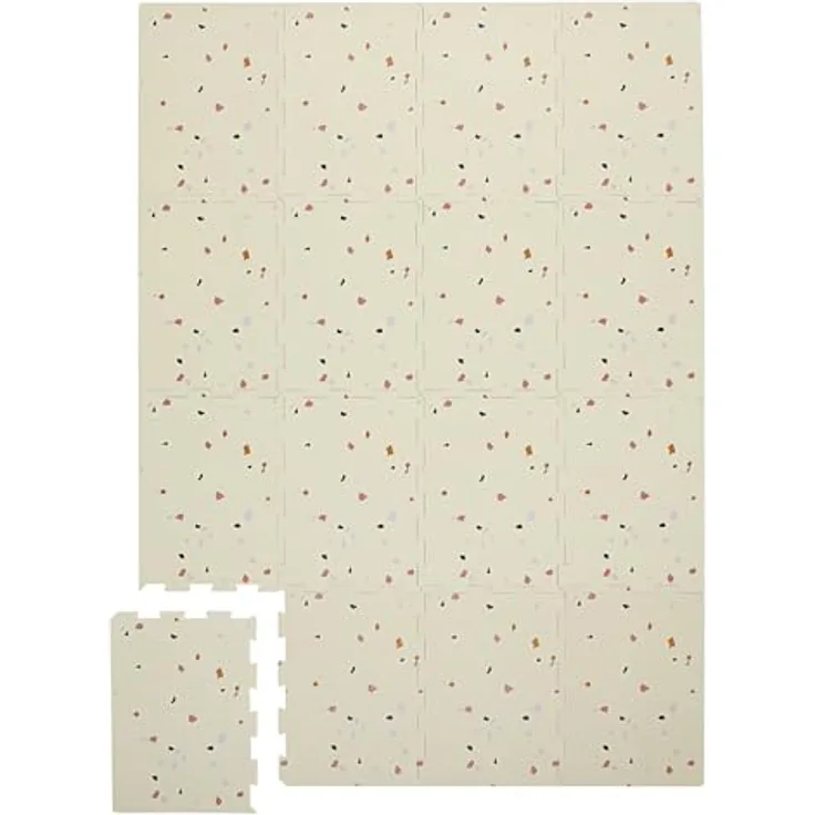 3 Sprouts Puzzlematte Baby, Schaumstoff, wasserabweisend, Terrazzo Creme, fördert sensorische Entwicklung und kreative Spielumgebung