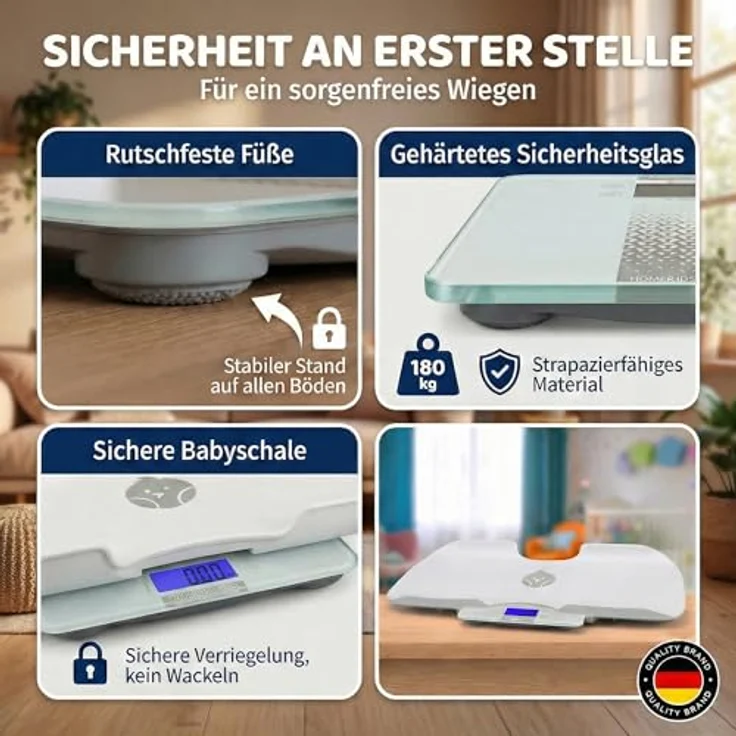 Home Kids World Kombi-Waage, Digitale Präzisionswaage für Babys und Erwachsene mit 50g Genauigkeit und LCD-Display, 0-180 kg – Bild 4