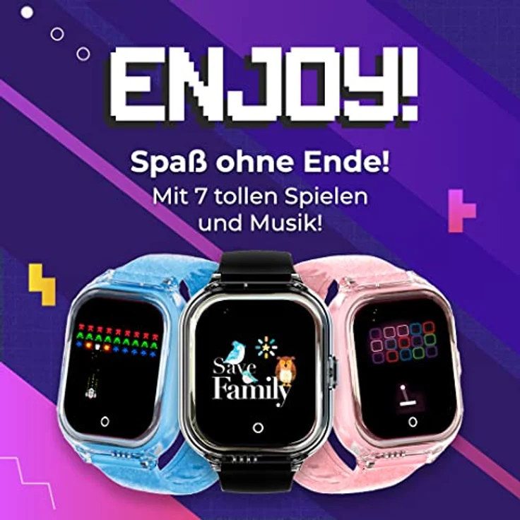 SaveFamily Enjoy Smartwatch für Kinder, Rosa, mit 7 Spielen, Videoanruf, GPS, Kamera, SOS und wasserdicht – Bild 3