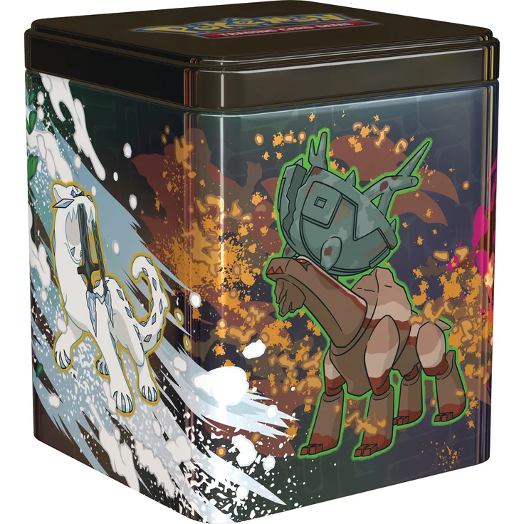 AMIGO Pokemon Tin Frühjahr 2025, Stapel-Tin-Box mit 3 Boosterpacks und 2 Stickerbögen – Bild 1