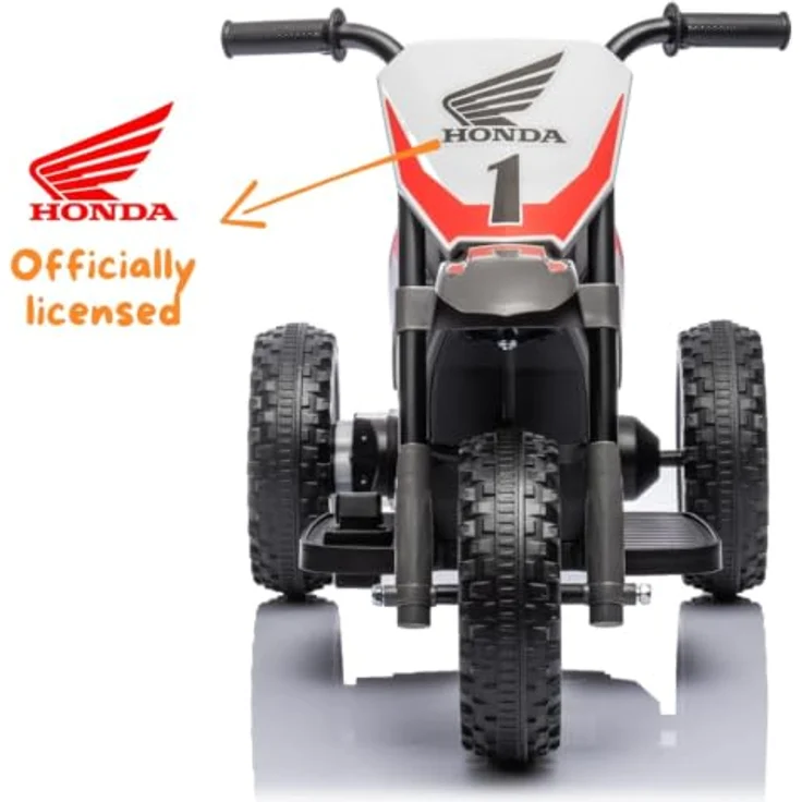 Vrooomy Honda CRF450 Kinder Elektro Motorrad 6V, mit 3 Rädern, automatischer Bremse und Hupe, schwarz, für 1–3 Jahre – Bild 2