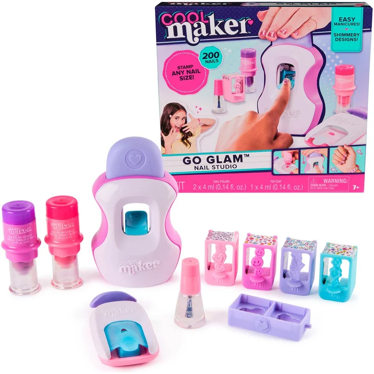 Spin Master Cool Maker Go Glam Nagelstudio, kreatives Bastelset mit Lackierhilfe und bunten Motiv-Stempeln