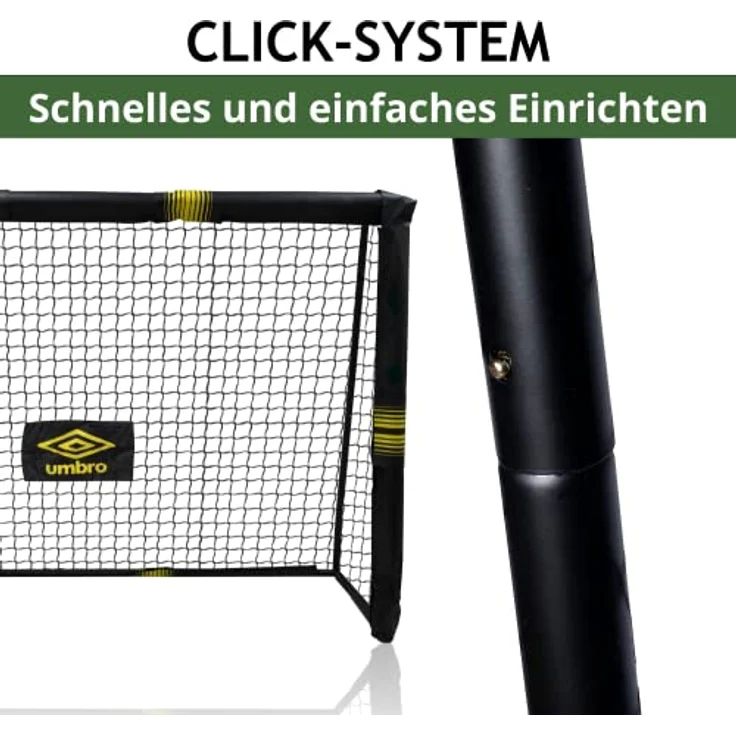 Umbro Fußballtor - 300 x 200 x 120 cm - Metall - Fußballtrainingsgeräte für alle Altersgruppen - Einfache Montage - Schwarz/Gelb – Bild 5
