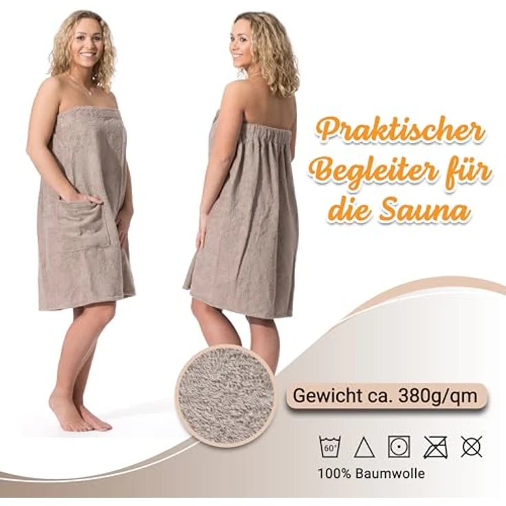 Zollner Bademantel Fango, Textil in L/XL, Oeko-Tex® Standard 100, saugfähig, mit Oberschenkeltasche und Gummizug – Bild 2