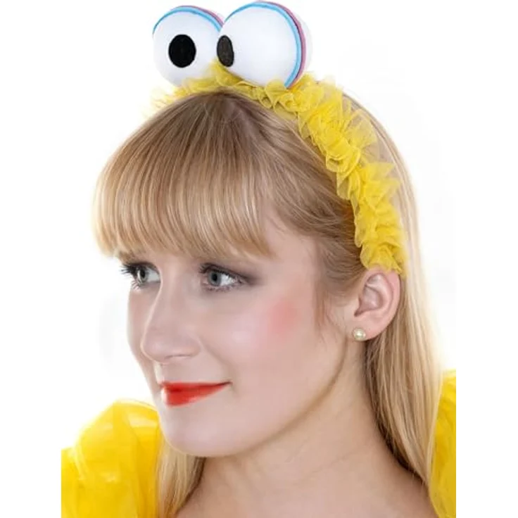 Maskworld Die Sesamstrasse Bibo Tutu - Kostüm für Fasching, mehrlagiges gelbes Tutu mit Chiffon-Schal und Haarreif mit Kulleraugen, One Size – Bild 6