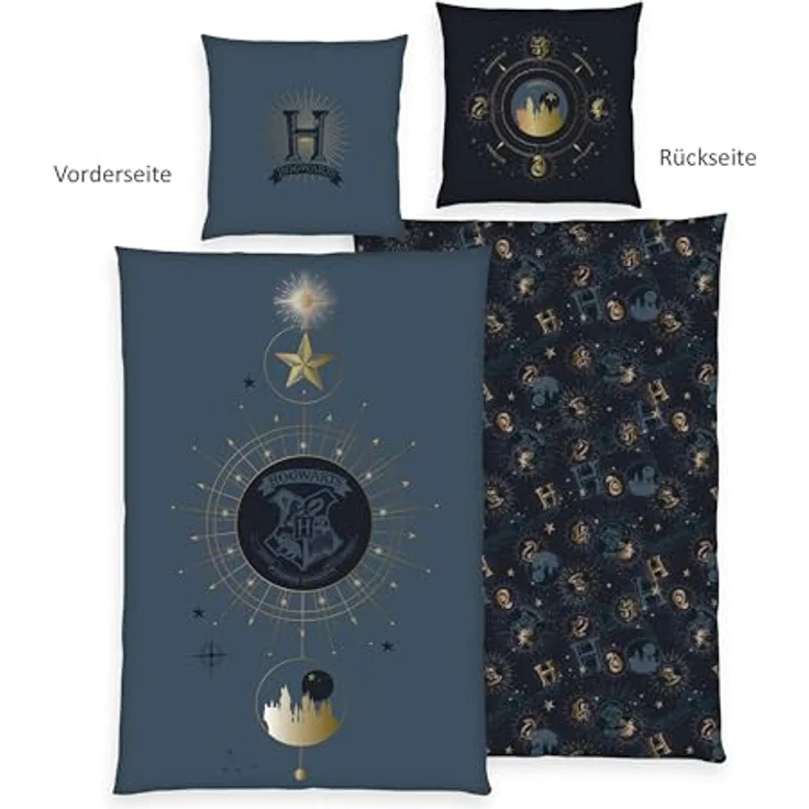 Herding Bettwäsche Harry Potter, Kopfkissenbezug 80 x 80 cm mit Wende-Motiv, Bettbezug 135 x 200 cm, Mit Knopfleiste, 100% Baumwolle/Renforcé – Bild 2